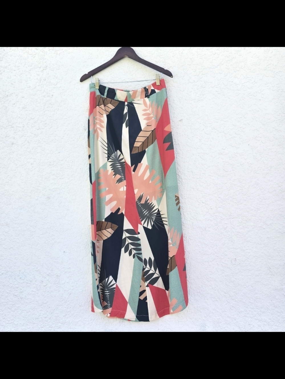 Droff Brazil Maxi Skirt - Geometric Tropical Palm Print - Size 40 (US M